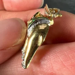 Pamono French Lucky Elephant Emerald Diamond Ruby 18k Yellow Gold Charm Pendant, 1950s><noscript><img width=
