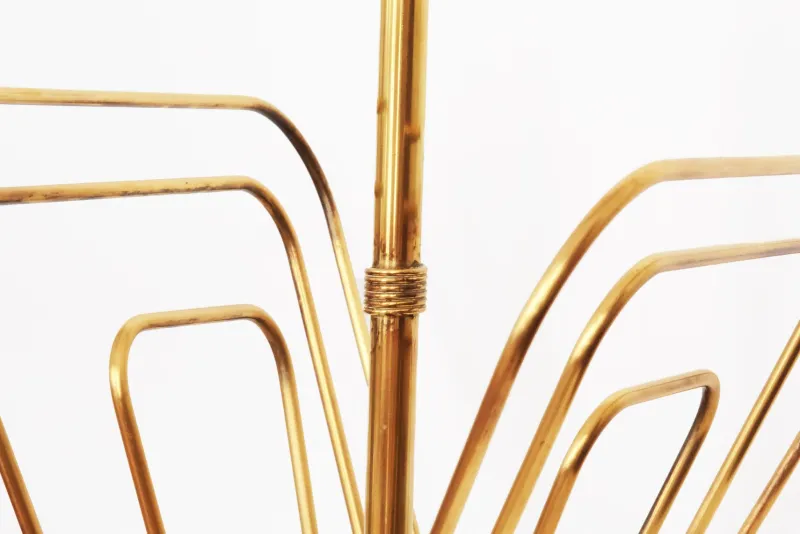 Pamono French Magazine Rack in Brass and Wood attributed to Jacques Adnet, 20th Century> Magazine Racks