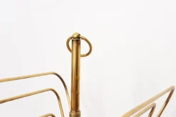 Pamono French Magazine Rack in Brass and Wood attributed to Jacques Adnet, 20th Century><noscript><img width=