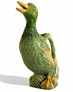 Hot Pamono French Majolica Duck Pitcher by Keller & Guerin for Saint Clement, 1900s