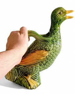 Hot Pamono French Majolica Duck Pitcher by Keller & Guerin for Saint Clement, 1900s