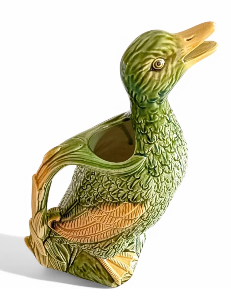 Hot Pamono French Majolica Duck Pitcher by Keller & Guerin for Saint Clement, 1900s