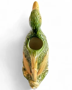 Hot Pamono French Majolica Duck Pitcher by Keller & Guerin for Saint Clement, 1900s