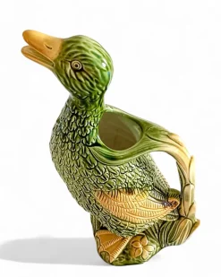 Hot Pamono French Majolica Duck Pitcher by Keller & Guerin for Saint Clement, 1900s