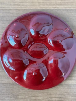 Pamono French Majolica Oyster Plate from St. Clement, France, 1970s><noscript><img width=