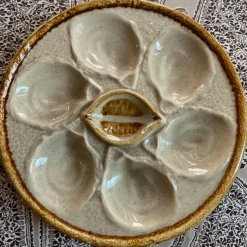 Pamono French Majolica Oyster Plates from Saint Clément, 1960s, Set of 4> Dinner Plates & Bowls