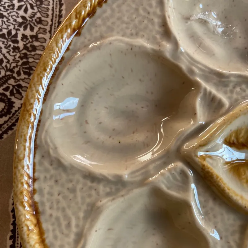 Pamono French Majolica Oyster Plates from Saint Clément, 1960s, Set of 4> Dinner Plates & Bowls