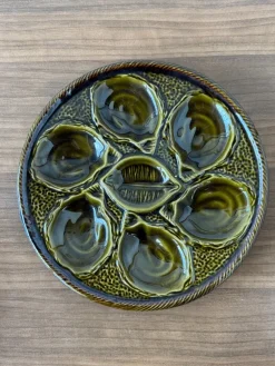 Pamono French Majolica Oyster Plate from St. Clement, France, 1970s
