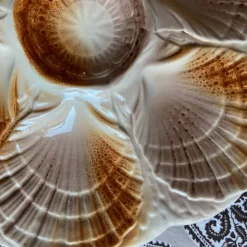 Pamono French Majolica Oyster Shell Plates from Sarreguemines, 1950s, Set of 6><noscript><img width=