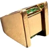 New Pamono French Marin Paris Green Emerald 18 Karat Yellow Gold Tank Pinky Ring, 1940s