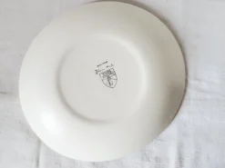 Pamono French Matt Glazed Ceramic Dinner Plate with Black Olive Leaf from Salins Toledo, 1960s, Set of 17><noscript><img width=