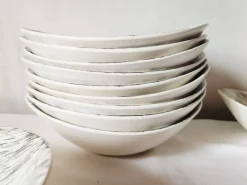 Pamono French Matt Glazed Ceramic Dessert Bowls with Black Olive Leaf from Salins Toledo, 1960s, Set of 11> Bowls