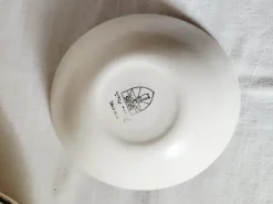 Pamono French Matt Glazed Ceramic Dessert Bowls with Black Olive Leaf from Salins Toledo, 1960s, Set of 11><noscript><img width=