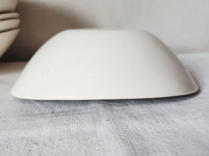 Pamono French Matt Glazed Ceramic Dessert Bowls with Black Olive Leaf from Salins Toledo, 1960s, Set of 11> Bowls