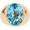 Clearance Pamono French Modern 10 Carat Topaz and 18 Karat Yellow Gold Bangle Ring