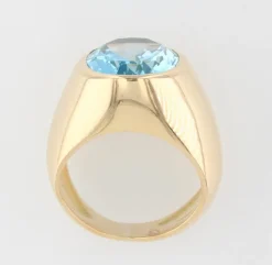 Clearance Pamono French Modern 10 Carat Topaz and 18 Karat Yellow Gold Bangle Ring