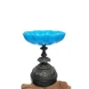 Pamono French Napoleon III Blue Opaline Glass Compotiere Table Centerpiece, 1890s> Bowls