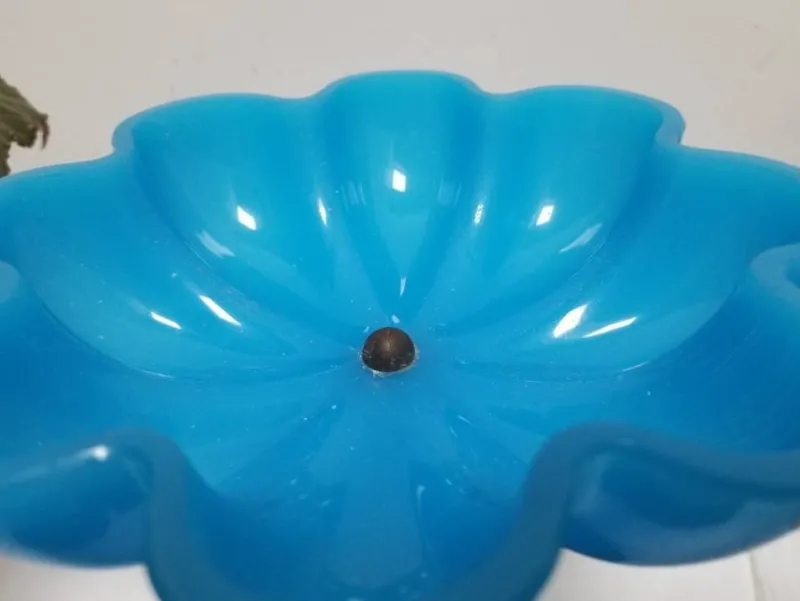 Pamono French Napoleon III Blue Opaline Glass Compotiere Table Centerpiece, 1890s> Bowls