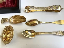 Clearance Pamono French Napoleon III Tea Set in Silver and Gold Vermeil, Set of 15