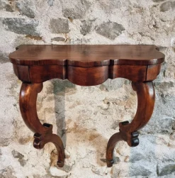 Pamono French Napoleon III Wall Console Table in Mahogany, 1800s