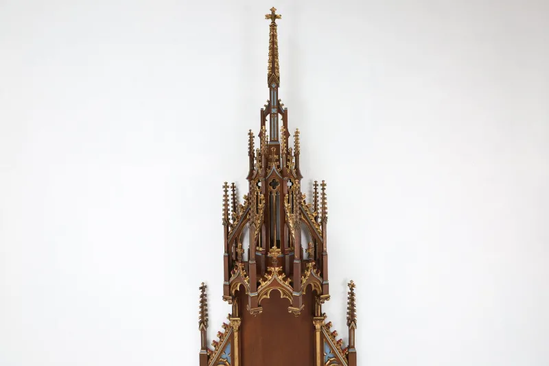 Discount Pamono French Neo-Gothic Polychrome and Gilt Wooden Church Steeple with Niche for Saint Statue, 1800s
