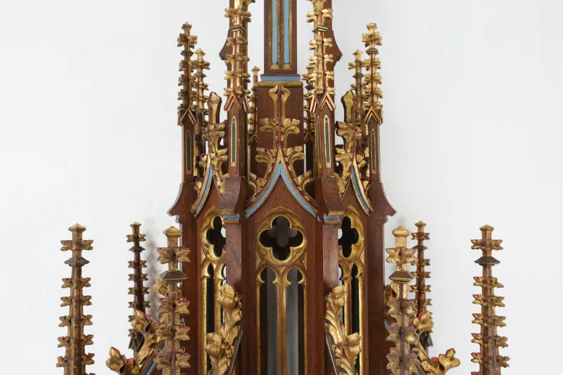 Discount Pamono French Neo-Gothic Polychrome and Gilt Wooden Church Steeple with Niche for Saint Statue, 1800s