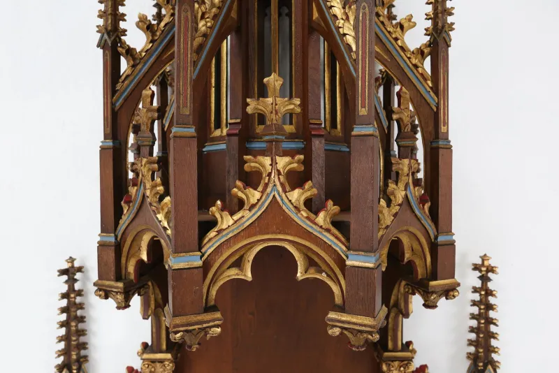 Discount Pamono French Neo-Gothic Polychrome and Gilt Wooden Church Steeple with Niche for Saint Statue, 1800s