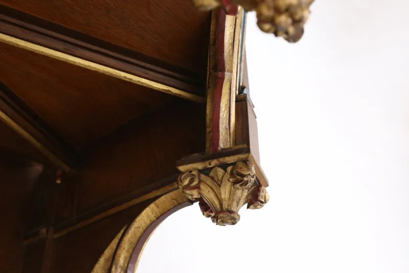 Discount Pamono French Neo-Gothic Polychrome and Gilt Wooden Church Steeple with Niche for Saint Statue, 1800s