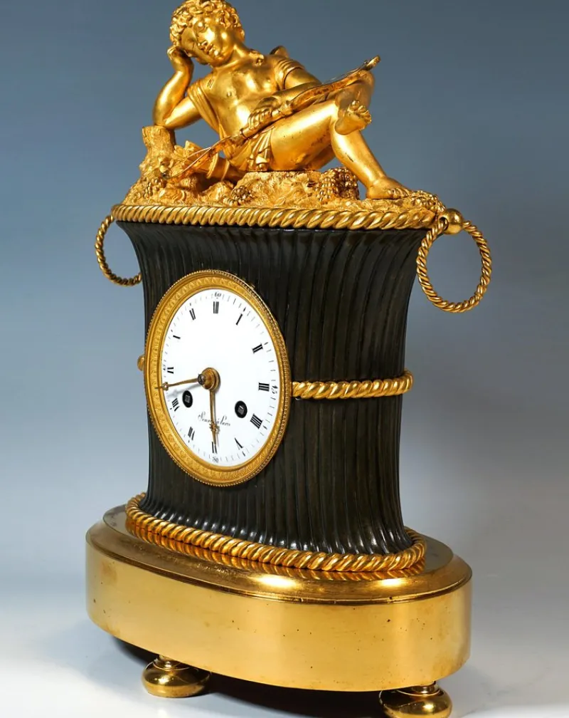 Pamono French Ormolu Mantel Clock, L'Angelot Endormi, Reiche, Paris, 1820> Clocks