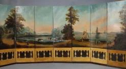 Pamono French Painted Canvas Folding Screen, 1830s><noscript><img width=