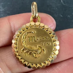 Discount Pamono French Perroud Large Scorpio Zodiac Starsign 18k Yellow Gold Charm Pendant, 1930s
