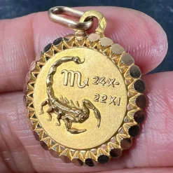 Discount Pamono French Perroud Large Scorpio Zodiac Starsign 18k Yellow Gold Charm Pendant, 1930s
