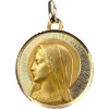 New Pamono French Perroud Virgin Mary 18k Yellow Gold Medal Pendant from Dropsy, 1930s
