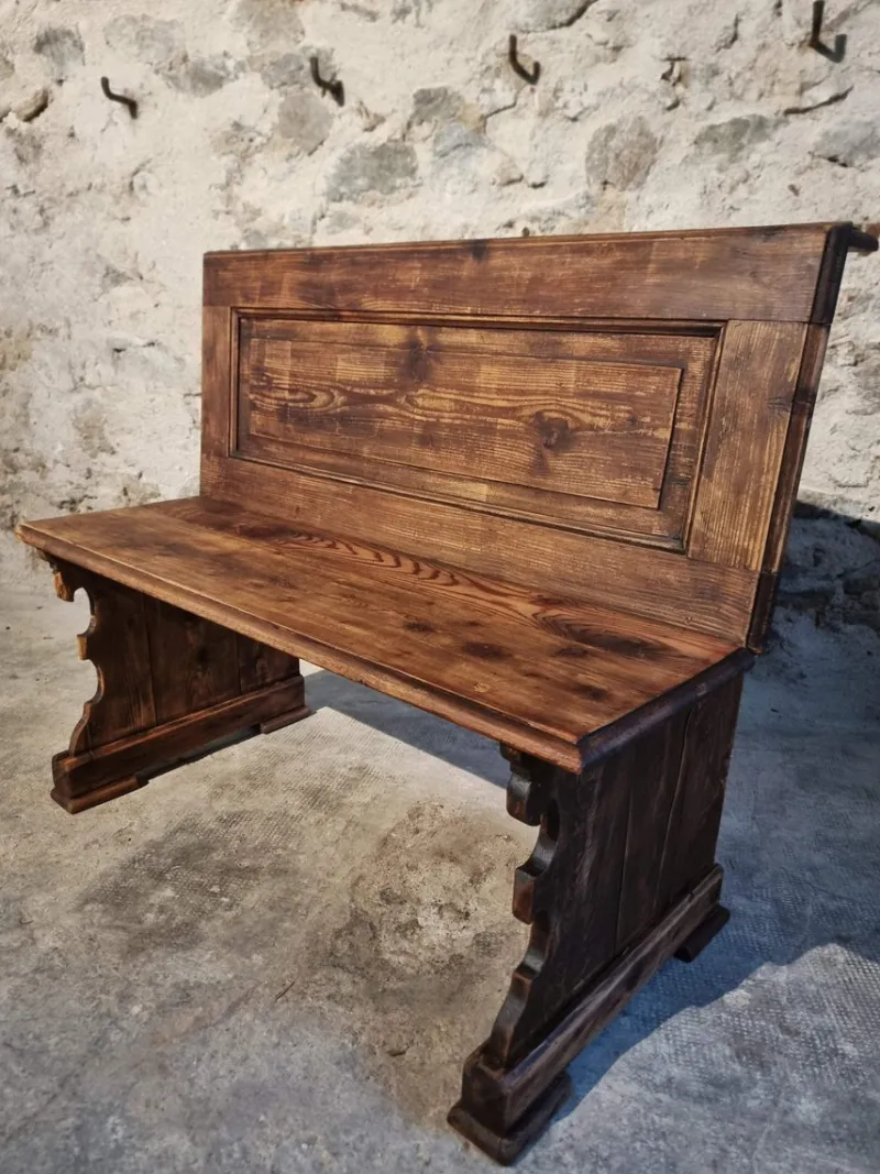 Pamono French Pine Bench, 1920s> Benches