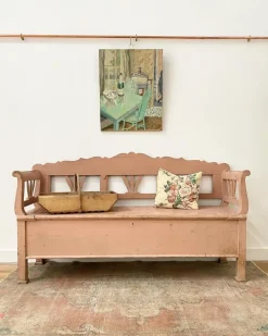 Sale Pamono French Pink Settle Bench, Early 20th Century