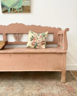 Sale Pamono French Pink Settle Bench, Early 20th Century