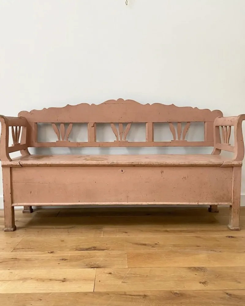 Sale Pamono French Pink Settle Bench, Early 20th Century