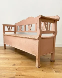 Sale Pamono French Pink Settle Bench, Early 20th Century
