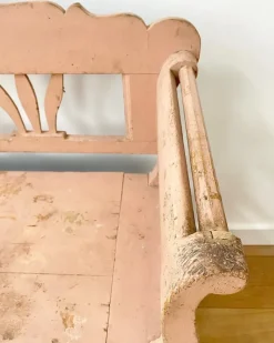 Sale Pamono French Pink Settle Bench, Early 20th Century