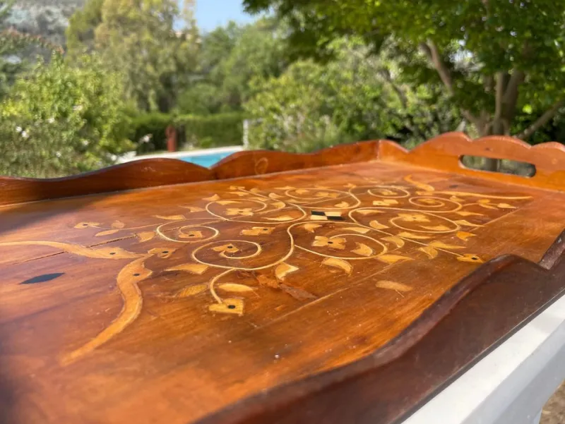 Sale Pamono French Platter in Wood Marquetry Made