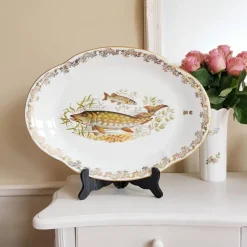 New Pamono French Porcelain Fish Plates from Limoges, Set of 13
