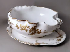 Discount Pamono French Porcelain Salad Bowl with Tray from Haviland & Co. Limoges, 1902, Set of 2
