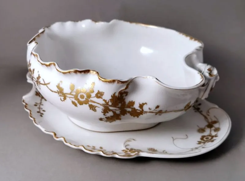 Discount Pamono French Porcelain Salad Bowl with Tray from Haviland & Co. Limoges, 1902, Set of 2
