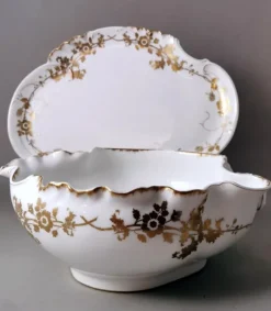 Discount Pamono French Porcelain Salad Bowl with Tray from Haviland & Co. Limoges, 1902, Set of 2