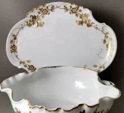 Discount Pamono French Porcelain Salad Bowl with Tray from Haviland & Co. Limoges, 1902, Set of 2