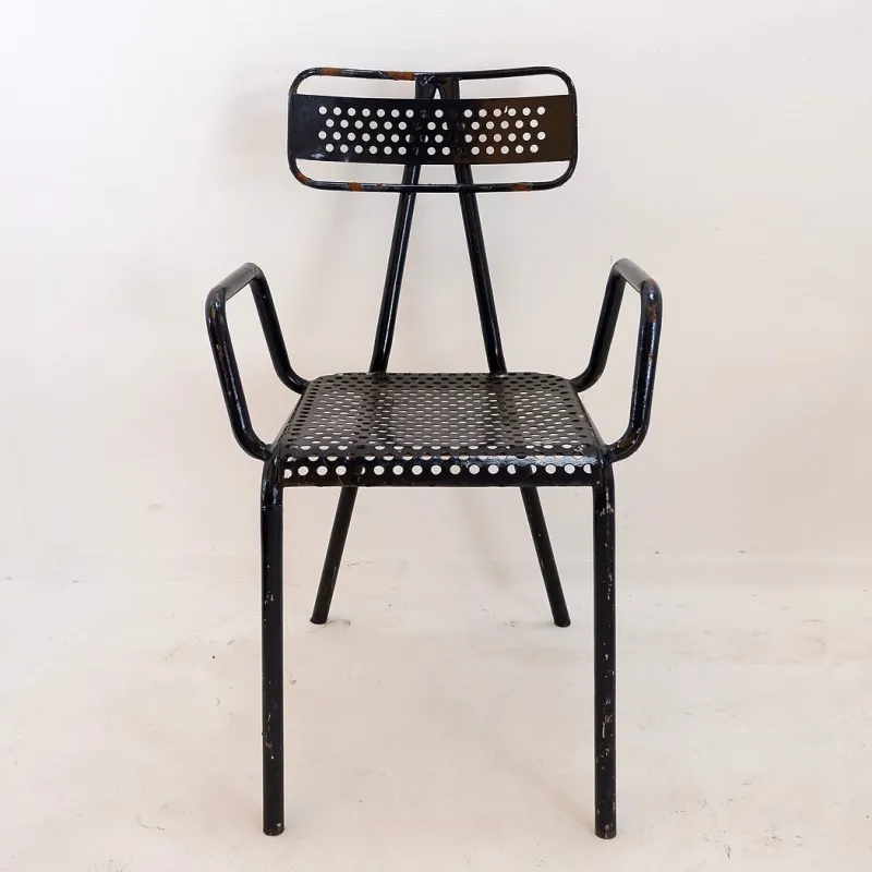 Pamono French Radar Garden Chairs in Metal attributed to René Malaval, Set of 2> Garden Seating