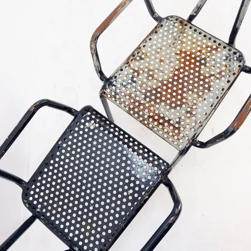 Pamono French Radar Garden Chairs in Metal attributed to René Malaval, Set of 2> Garden Seating