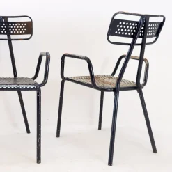 Pamono French Radar Garden Chairs in Metal attributed to René Malaval, Set of 2><noscript><img width=