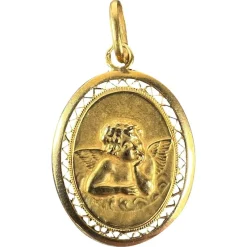 Pamono French Raphaels Cherub 18k Yellow Gold Charm Pendant, 1890s> Necklaces