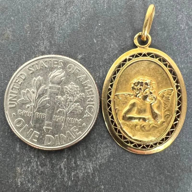 Pamono French Raphaels Cherub 18k Yellow Gold Charm Pendant, 1890s> Necklaces